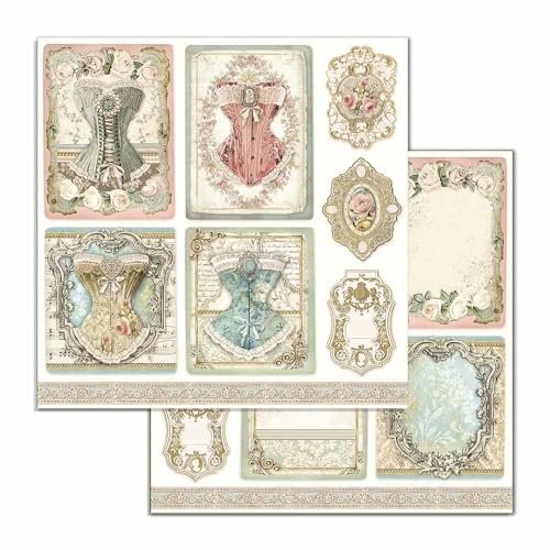 Stamperia SBB716 DS PAPR12 Scrapbooking Doppelseitiges Papier Corsets, Mehrfarbig, 30,5x30,5 von Stamperia