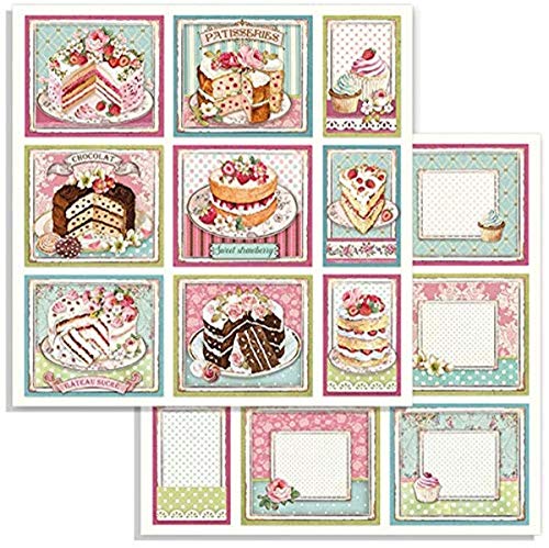 Stamperia SBB735 DS PAPR12 Scrapbooking Doppelseitiges Papier Cakes, Mehrfarbig, 30,5x30,5 von Stamperia