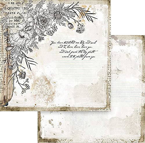 Stamperia SBB781 Scrapbooking Doppelseitiges Papier-Romantic Journal Corner with Flower, Mehrfarbig, 30,5x30,5 von Stamperia