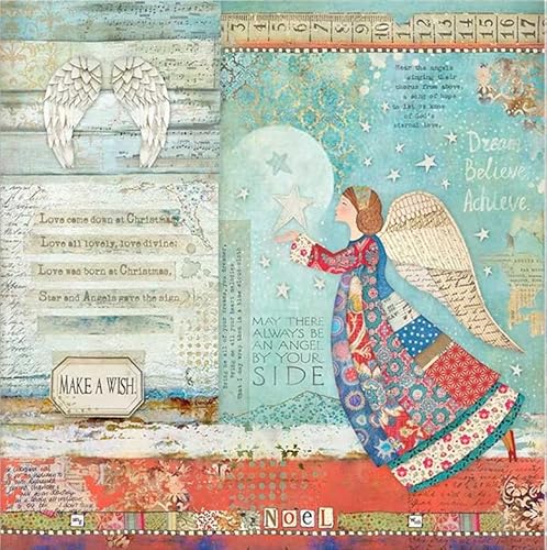 Stamperia SBB807 Scrapbooking Doppelseitiges Papier-Christmas Patchwork Angel, Mehrfarbig, 30,5x30,5 von Stamperia