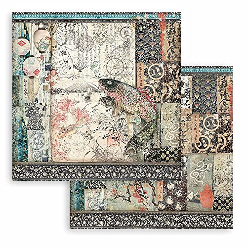 Stamperia SBB823 Scrapbooking Doppelseitiges Papier-Sir Vagabond in Japan Mechanical Fish, Mehrfarbig, 30,5x30,5 von Stamperia