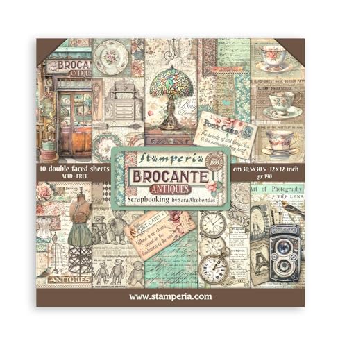 Stamperia Scrapbooking Pad 10 sheets cm 30,5x30,5 (12"x12") - Brocante Antiques von Stamperia