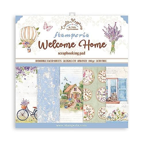 Stamperia SBBS77 Mini-Sammelblock – Create Happiness – Welcome Home, 0, 8 x 8 inches von Stamperia