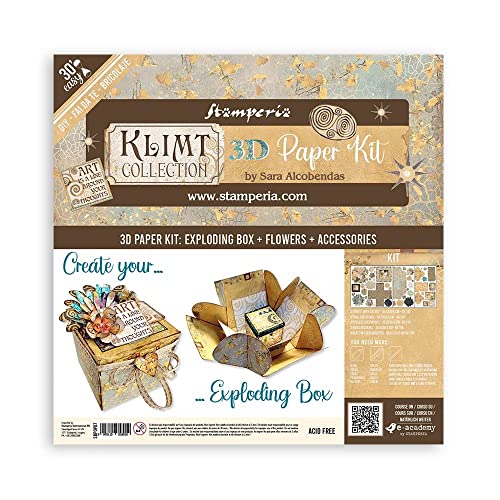 Stamperia SBPOP07 3D Paper Kit-Klimt, Various, 10x15 cm, 3 von Stamperia