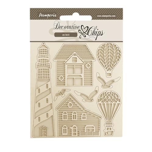 Stamperia SCB211 Decorative Chips 14x14-Sea Land Lighthouse, 14 x 14 x 0,1 cm von Stamperia