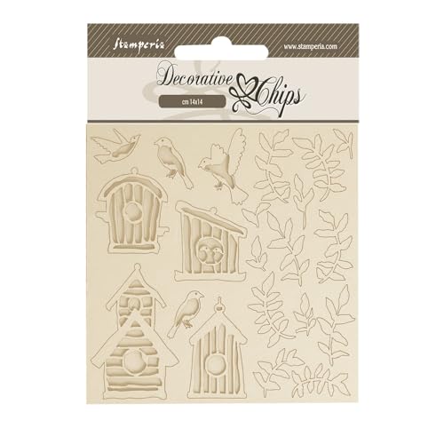 Stamperia - Decorative Chips for Scrapbooking, Albums, Card Making, Bullet Journalling and More, Nests, Laser Cut Cardboard Shapes, Easy to Glue, Perfect for Hobbies, Crafts, and Gifting (Garden) von Stamperia