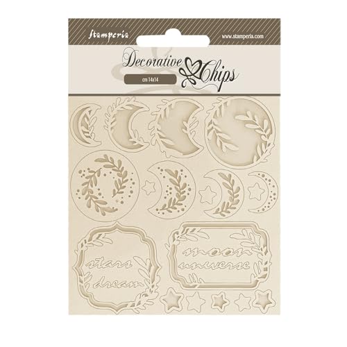 Stamperia - Decorative Chips for Scrapbooks, Albums, Card Making, Bullet Journals and More, Moon, Laser Cut Cardboard Shapes, Easy to Glue, Perfect for Crafts and Gifting (Secret Diary) von Stamperia