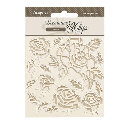 Stamperia - Decorative Chips for Scrapbooking, Albums, Card Making, Bullet Journalling and More, Roses, Laser Cut Cardboard Shapes, Easy to Glue, Perfect for Hobbies, Crafts, and Gifting (Shabby Rose) von Stamperia