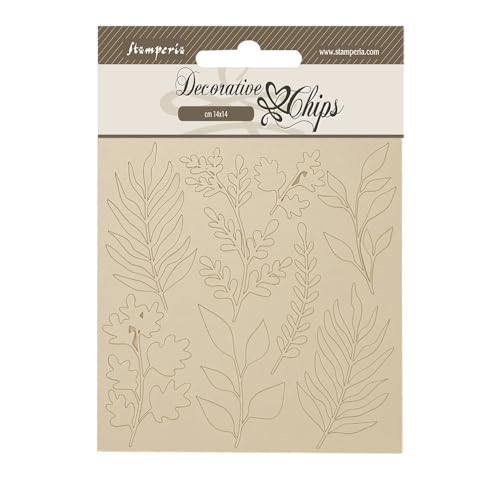 Stamperia - Decorative Chips for Scrapbooks, Albums, Cards, Bullet Journals and More, Laser Cut Cardboard Shapes, Easy to Glue, Perfect for Hobbies, Crafts, and Gifting (Forest - Leaves) von Stamperia