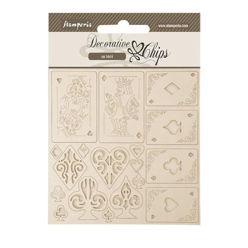 Stamperia - Decorative Chips for Scrapbooking, Albums, Card Making, and Bullet Journalling, Laser Cut Cardboard Shapes, Easy to Glue, Perfect for Crafts and Gifting (Master of Magic, Playing Cards) von Stamperia