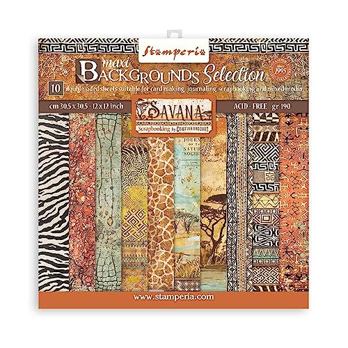 Stamperia Savana Background Paper Pad 30x30, 12" x 12" von Stamperia