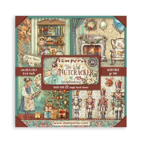 Stamperia - Scrapbook Paper Pad for Scrapbooking, Albums, Card Making, Bullet Journalling and More, Acid Free, Single Face, Perfect for Hobbies, Crafts, and Gifting (The Nutcracker) (20.3 x 20.3cm) von Stamperia