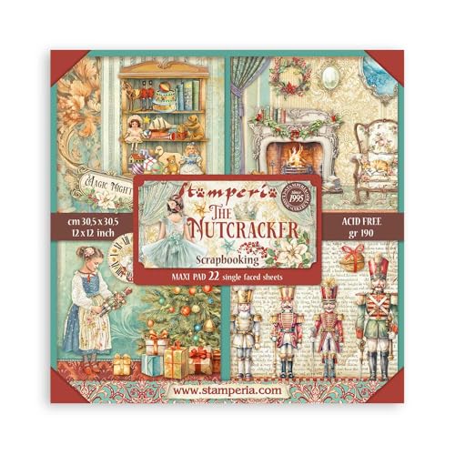 Stamperia - Scrapbook Paper Pad for Scrapbooking, Albums, Card Making, Bullet Journalling and More, Acid Free, Single Face, Perfect for Hobbies, Crafts, and Gifting (The Nutcracker) (30.5 x 30.5cm) von Stamperia