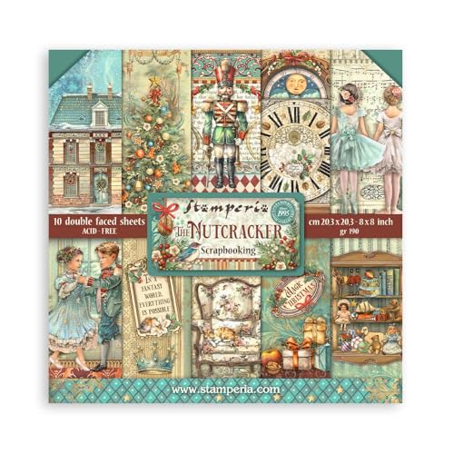 Stamperia - Scrapbook Paper Pad for Scrapbooks, Albums, Card Making, Bullet Journals and More, Acid Free, Double-Sided, Perfect for Hobbies, Crafts, and Gifting (The Nutcracker) (20.3 x 20.3cm) von Stamperia