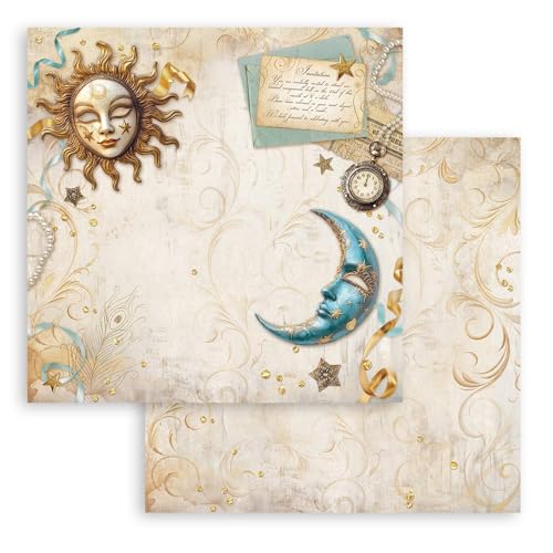 Stamperia - Scrapbook Sheets for Scrapbooks, Albums, Card Making, Bullet Journals and More, Acid Free, Double-Sided, Perfect for Crafts and Gifting (Masquerade, Sun and Moon) (30.5 x 30.5cm) von Stamperia