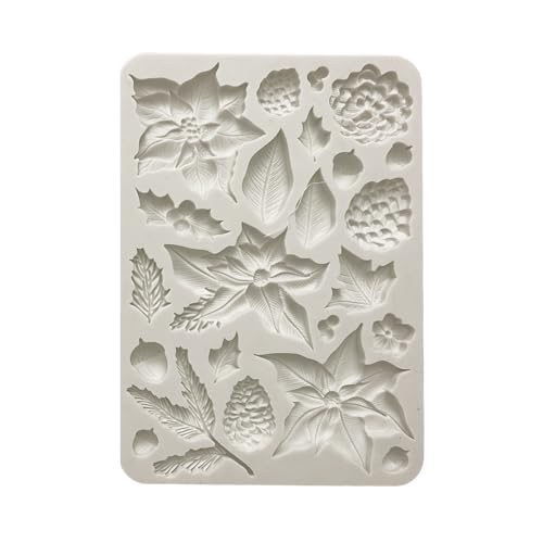 Stamperia - Silicon Mould A5 for Scrapbooks, Albums, Bullet Journals and More, Poinsettia and Pine Cones, Non-Stick, Suitable for Air-Dry Clay and More, Perfect for Crafts and Gifting (The Nutcracker) von Stamperia