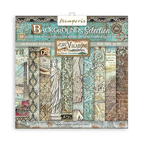 Stamperia Sir Vagabond Aviator Background Paper Pad 20x20, One Size, SbBS63 von Stamperia