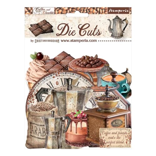 Stamperia Stanzmotive Coffee and Chocolate 51 Motive Stanzformen Stanzschablonen DIY Dekoration Scrapbooking, Braun von Stamperia