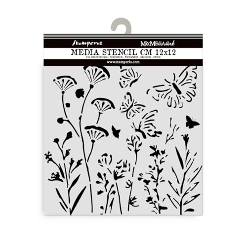 Stamperia - Thick Stencils for Scrapbooks, Albums, Cards, Bullet Journalling, and More, Flexible Material, Easy to Clean, Perfect for Crafts and Gifting (Favourites Refresh, Poppies & Butterfly) von Stamperia