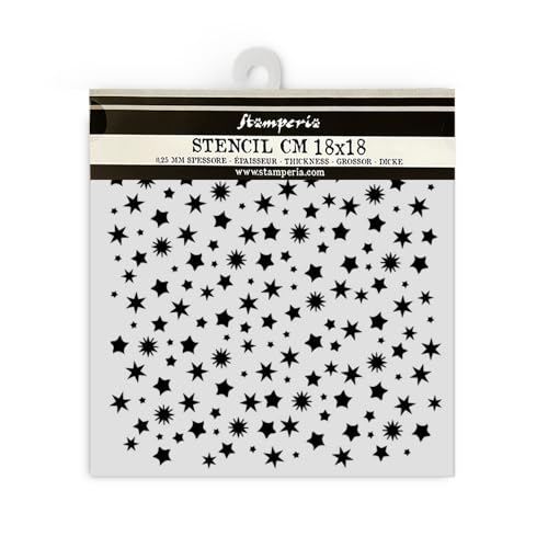 Stamperia - Thick Stencils for Scrapbooks, Albums, and Bullet Journals, Classic Christmas, Flexible Material, Easy to Clean, Perfect for Crafts and Gifting (All You Need for Christmas, Stars Pattern) von Stamperia