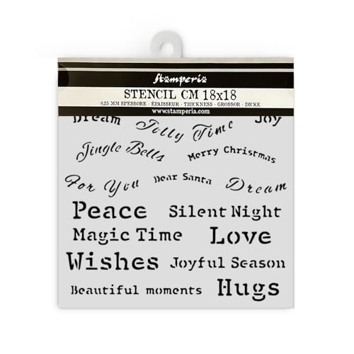 Stamperia - Thick Stencils for Scrapbooks, Albums and Bullet Journals, Classic Christmas, Flexible Material, Easy to Clean, Perfect for Crafts and Gifting (All You Need for Christmas, Quotes) von Stamperia