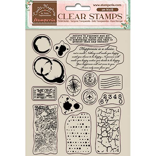 Stamperia WTK160 Acryl-Stempel Create Happiness, Durchsichtig, 14 x 18 cm von Stamperia