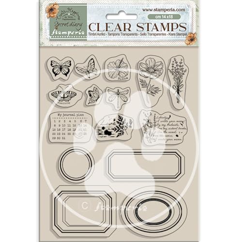 Stamperia - Acrylic Stamp for Scrapbooking, Albums, Card Making, Bullet Journalling, and More, Transparent, Long Lasting, Easy to Clean, Perfect for Crafts and Gifting (Secret Diary - Labels) von Stamperia