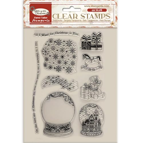 Stamperia - Acrylic Stamp for Scrapbooking, Albums, Cards, Bullet Journals and More, Transparent, Long Lasting, Easy to Clean, Perfect for Crafts and Gifting (Gear up for Christmas, Snow Globes) von Stamperia