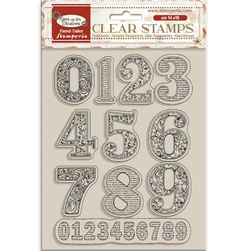 Stamperia - Acrylic Stamp for Scrapbooking, Albums, Cards, Bullet Journals and More, Transparent, Long Lasting, Easy to Clean, Perfect for Crafts and Gifting (Gear up for Christmas, Numbers) von Stamperia