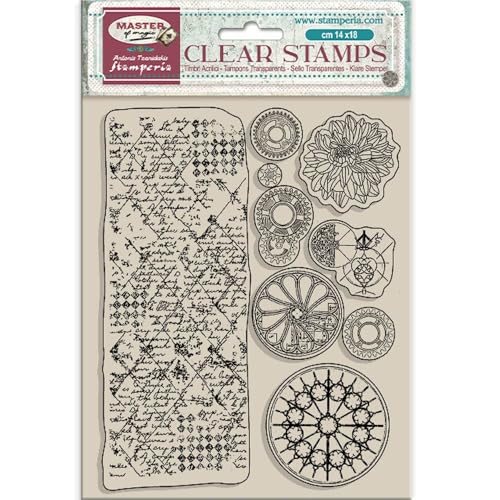 Stamperia - Acrylic Stamp for Scrapbooking, Albums, Card Making, and Bullet Journalling, Transparent, Long Lasting, Easy to Clean, Perfect for Crafts and Gifting (Master of Magic, Border & Circles) von Stamperia