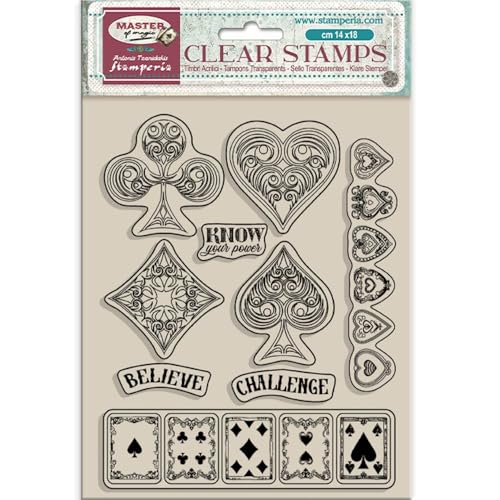 Stamperia - Acrylic Stamp for Scrapbooking, Albums, Card Making, and Bullet Journalling, Transparent, Long Lasting, Easy to Clean, Perfect for Crafts and Gifting (Master of Magic, Playing Cards) von Stamperia