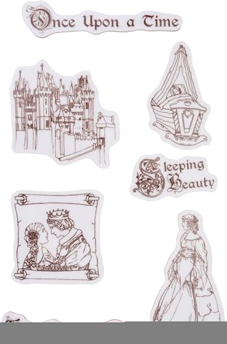 Stamperia WTKCC201 Rubber Stamp-Sleeping Beauty HD Gummistempel – Dornröschen Once Upon A Time, Verschieden, 14 x 18 cm, 3 Piece von Stamperia