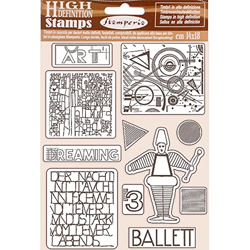 Stamperia WTKCC213 HD Gummistempel, Bauhaus, Ballett, grau, 14 x 18 cm von Stamperia