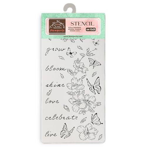 Stamperia - Thick Stencils for Scrapbooking, Albums, Card Making, Bullet Journals, and More, Flowers and Butterfly, Flexible Material, Easy to Clean, Perfect for Crafts and Gifting (Secret Diary) von Stamperia