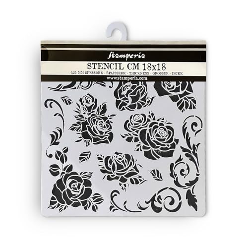 Stamperia KSTDQ104 Rose Pattern Stencils, Multicolor, 18 x 18 x 0,2 cm von Stamperia