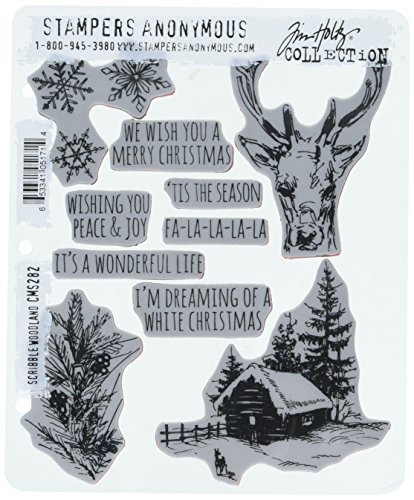 Stampers Anonymous CMS282 Tim Holtz Haftstempel 17,8 x 22,6 cm, skribble Woodland von Stampers Anonymous