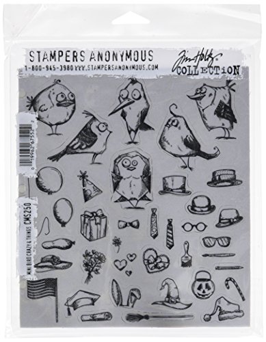 Stampers Anonymous Tim Holtz Klebestempel 7 x 8.5 Zoll Mini Verrückte Vögel und andere Dinge, Synthetic Material, mehrfarbig, 24.5 x 19 x 0.5 cm von Stampers Anonymous