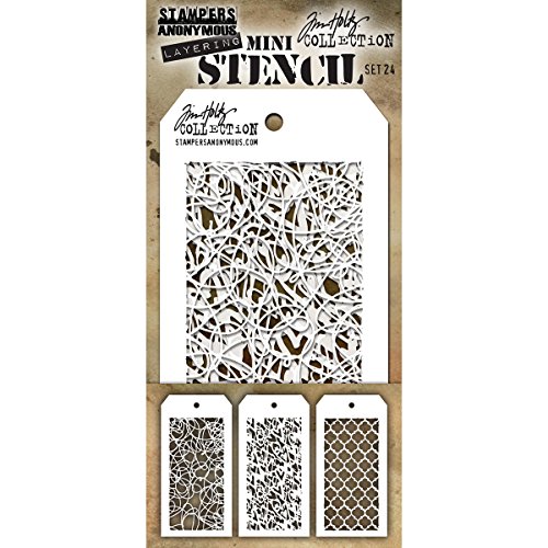 Stempel Anonymous Tim Holtz Mini Schablonen-Set, transparent, 24 von Stampers Anonymous