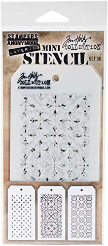 Tim Holtz Mini Stencil Set-# 30, Synthetisches Material, 21.6 x 9,2 x 0,1 cm von Stampers Anonymous