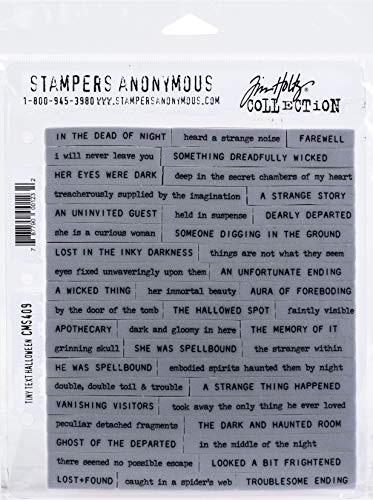 Tim Holtz - Stampers Anon Cling RBBR Stempel-Set, winziger Text Halloween von Stampers Anonymous