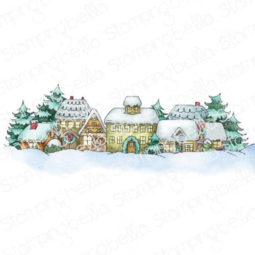 Stamping Bella, Rubber Stamp, CHRISTMAS VILLAGE BACKDROP von Stamping Bella