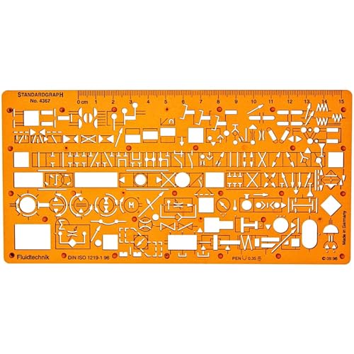 Standardgraph Stencil - Hydraulik, Pneumatik, Fluidtechnik Flusssteuerung Schema Symbols Installation Schablone - Sanitär, Heizungs, Klimatechnik Schablone von Standardgraph