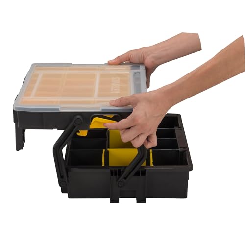 STANLEY Sortmaster Organizer Multi-Level Sortimentskasten Sortierbox (Zwei-Ebenen-Organizer, transparenter Deckel, herausnehmbare Boxen, für Kleinteile und Zubehör) STST1-75540 von Stanley