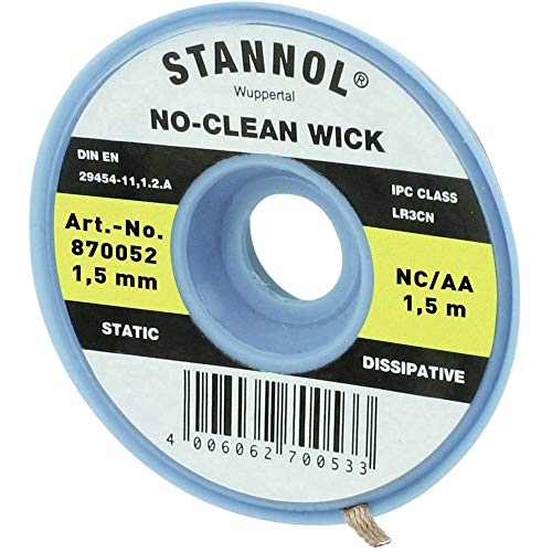 Stannol 870052 No-Clean/AA Entlötlitze, Gelb, 1,5mm x 1,5m von Stannol