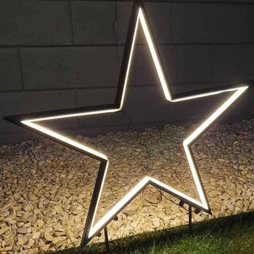 Star-Max LED-Gartenstecker Stern Neonlichtband warmweiß 240 Dioden IP44 jetzt mit Timer 6/18h außen 35224T von Star-Max