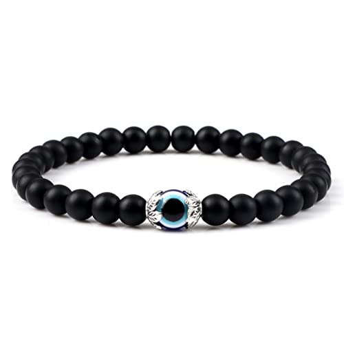 Star.W Mode Naturstein Männer Armband Classic Blue Evil Eye 6mm Tigerauge Lava Onyx Perlen Charm Armbänder für Frauen Yoga Schmuck von Star.W