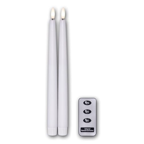 2er Set LED Stabkerzen "FLAMME SLIM" mit Fernbedienung, Höhe 28,5cm, Durchmesser 2,1cm, Farbe weiß, Batterie & Timerfunktion von Star