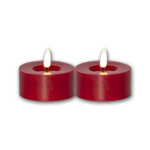 2er Set LED Teelicht "FLAMME FLOW L", Höhe 5,5cm, Durchmesser 7cm, Farbe rot, Batteriebetrieb, Timerfunktion von Star