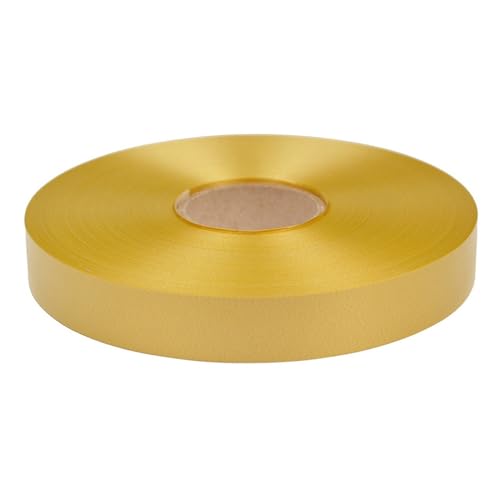 Geschenkband Ringelband 19mm x 100m wasserfest - 30 FARBEN in 5/10/19/31/50mm - Dekoband aus Kunststoff - Polyband zum Basteln von Weihnachtssternen und Autoschleifen - Gold von Star