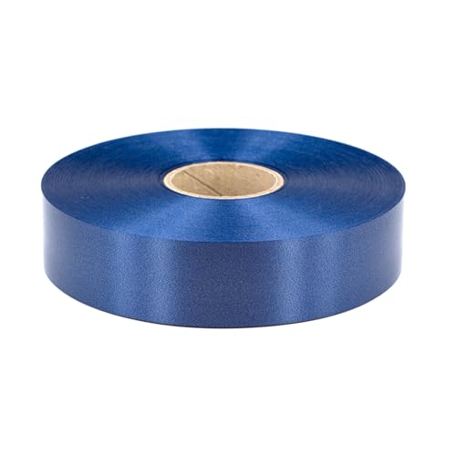 Geschenkband Ringelband 31mm x 100m wasserfest - 30 FARBEN in 5/10/19/31/50mm - Dekoband aus Kunststoff - Polyband Schleifenband zum Basteln von Weihnachtssternen & Autoschleifen - Dunkelblau von Star